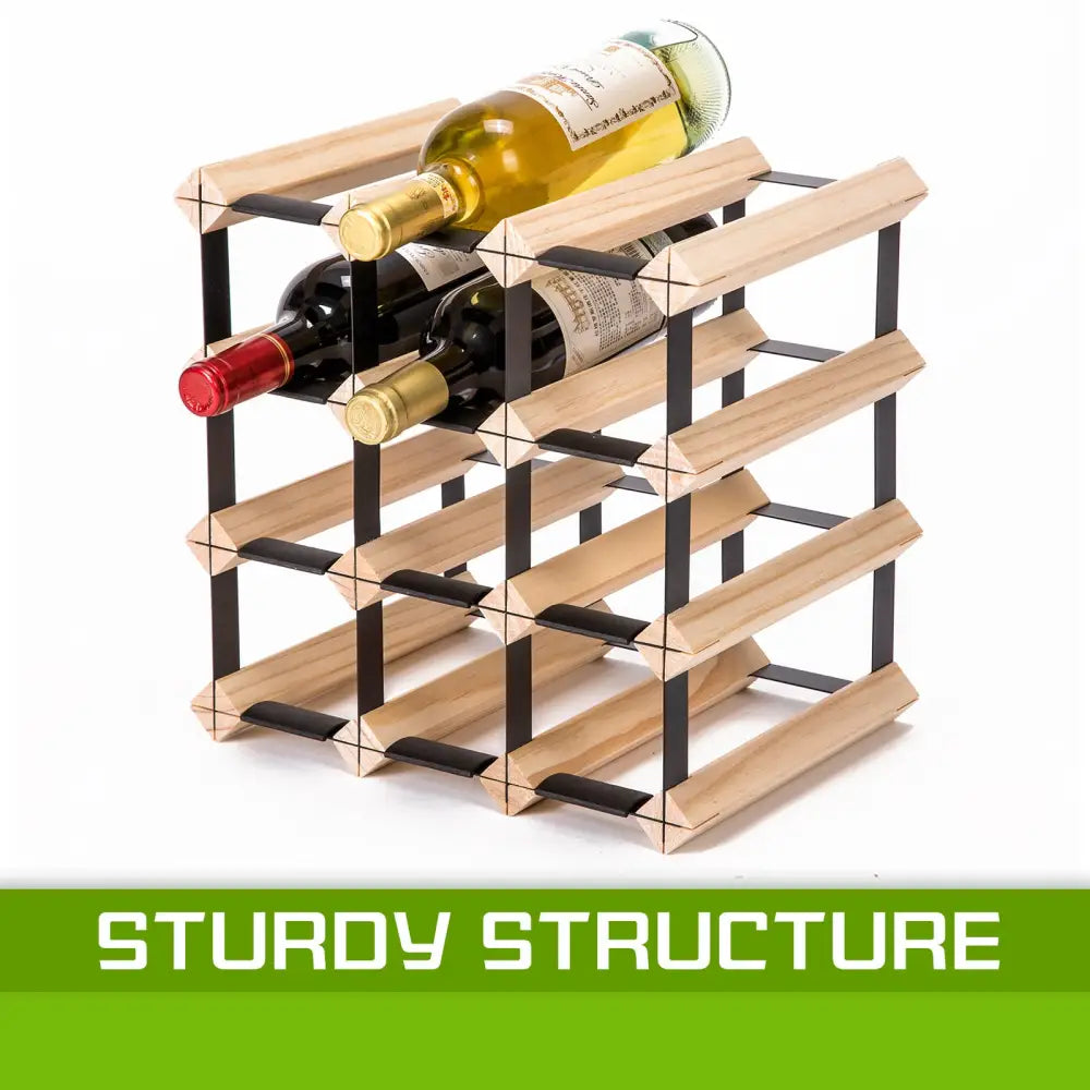 Timber Wine Rack Storage Cellar Organiser 12 Bottle - Home & Garden > Kitchenware