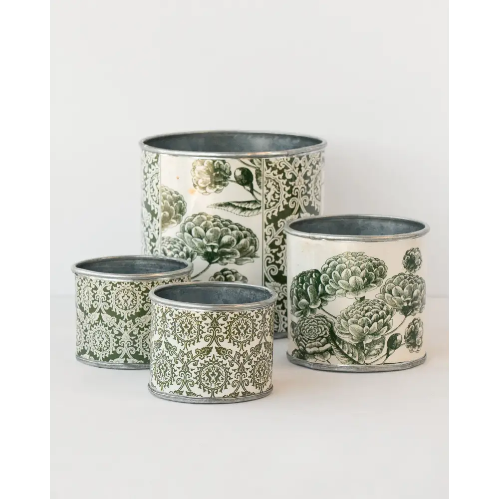 tin-planter-raj-dahlia-set-of-4 - Home & Garden > Decor > Garden Ornaments
