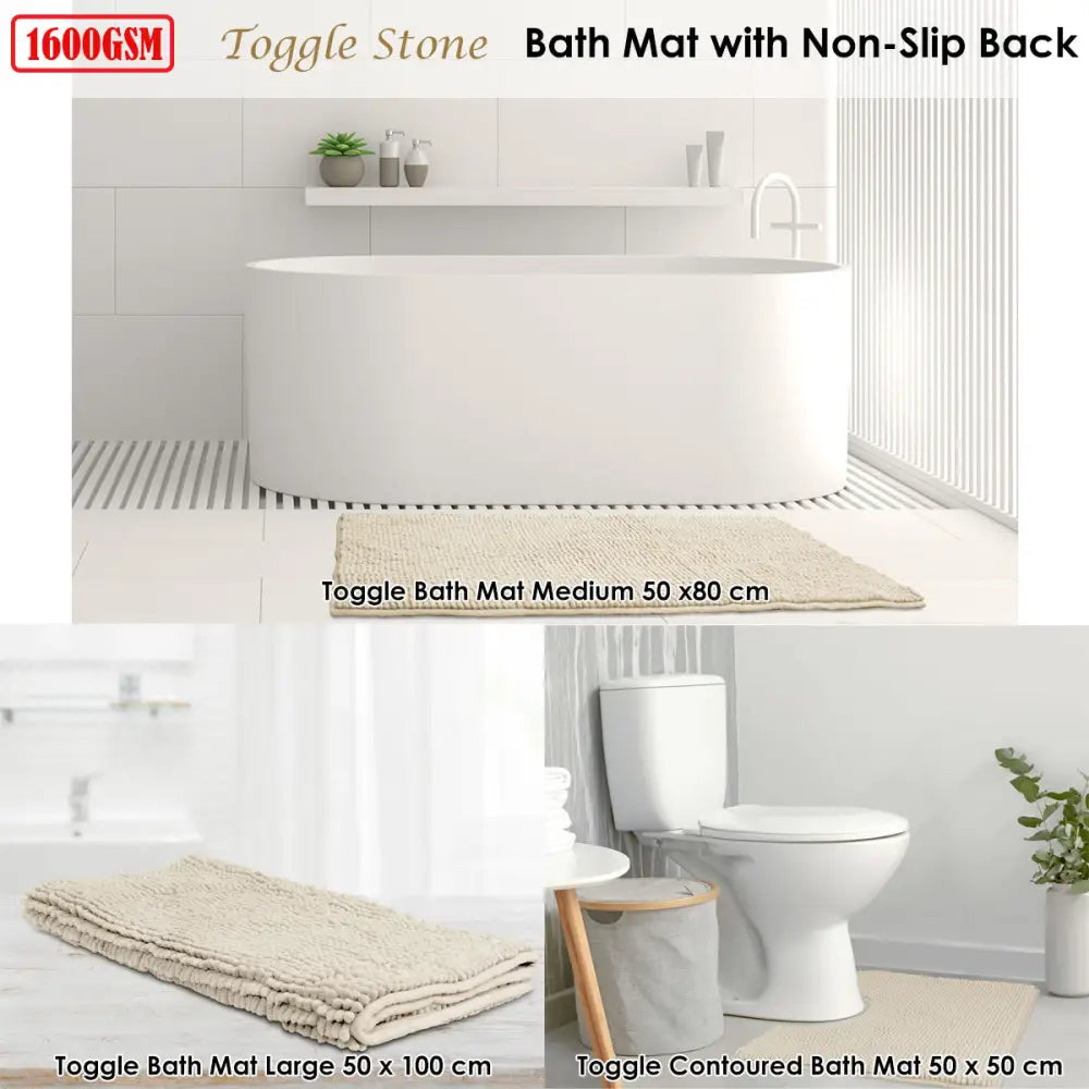 Toggle Microfiber Bath Mat Contourned Stone - Home & Garden > Bathroom Accessories