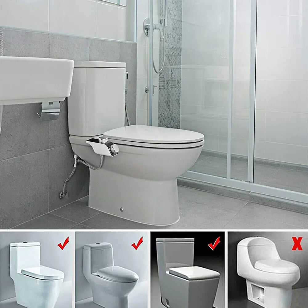Toilet Bidet Seat Dual Nozzles Bidet Non Electric Toilet Water Sprayer Bathroom - Home & Garden > Bathroom Accessories