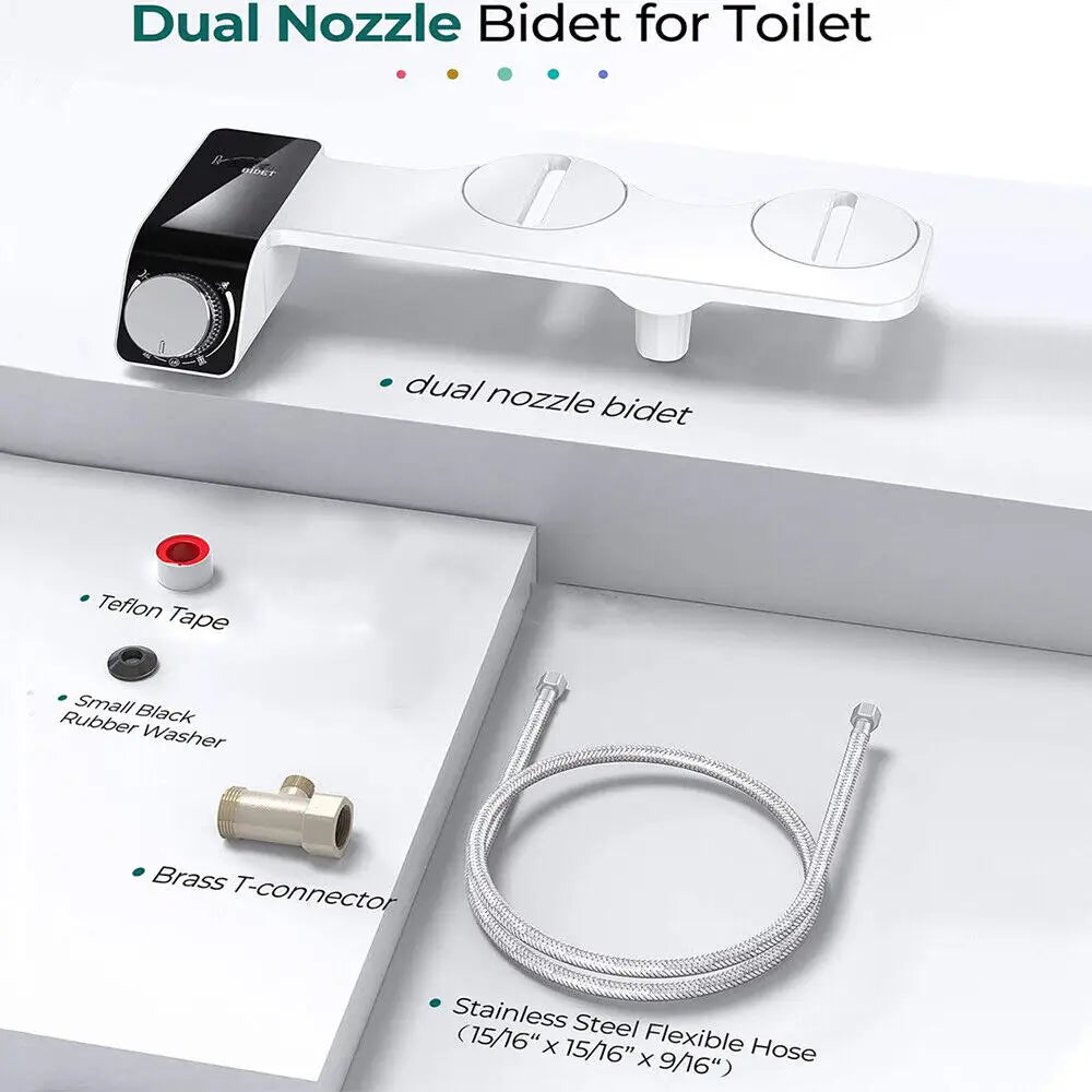 Toilet Bidet Seat Dual Nozzles Bidet Non Electric Toilet Water Sprayer Bathroom - Home & Garden > Bathroom Accessories