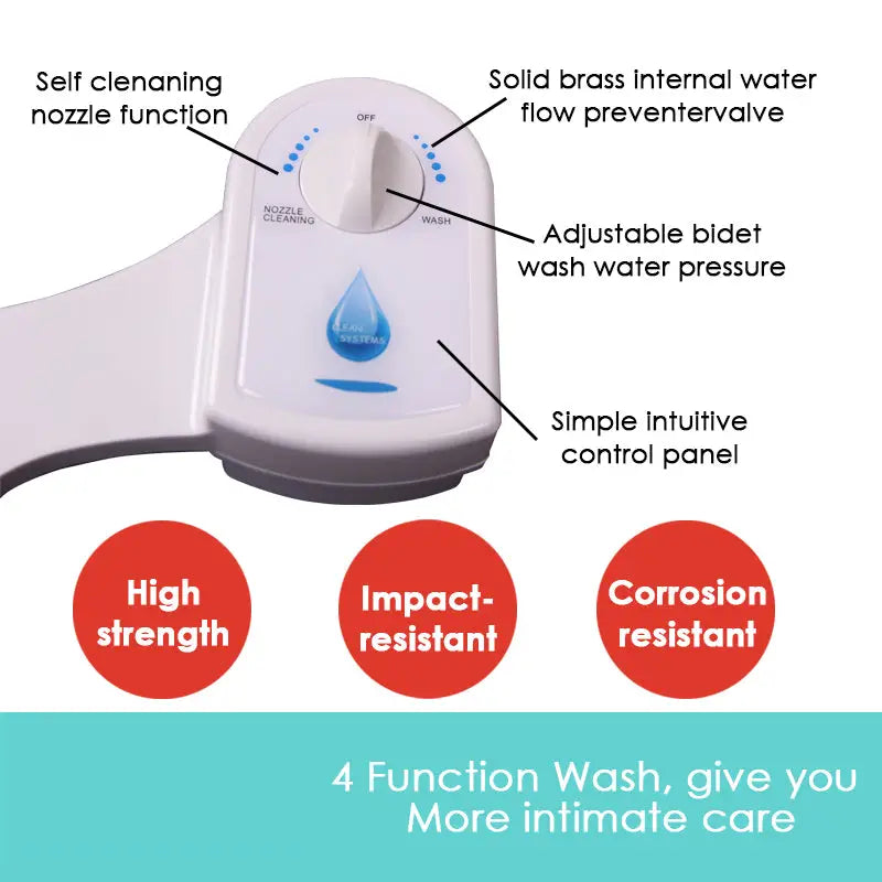 Toilet Bidet Seat Hygiene Water Wash Clean Unisex Easy Attachment Dual Nozzles - Home & Garden > Bathroom Accessories >