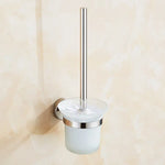 Toilet Brush Holder Wall Mount Rustproof Frosted Glass for Bathroom - Home & Garden > DIY > Kitchen & Bathroom DIY