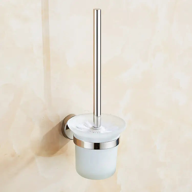Toilet Brush Holder Wall Mount Rustproof Frosted Glass for Bathroom - Home & Garden > DIY > Kitchen & Bathroom DIY