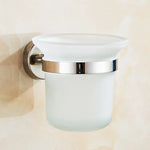 Toilet Brush Holder Wall Mount Rustproof Frosted Glass for Bathroom - Home & Garden > DIY > Kitchen & Bathroom DIY