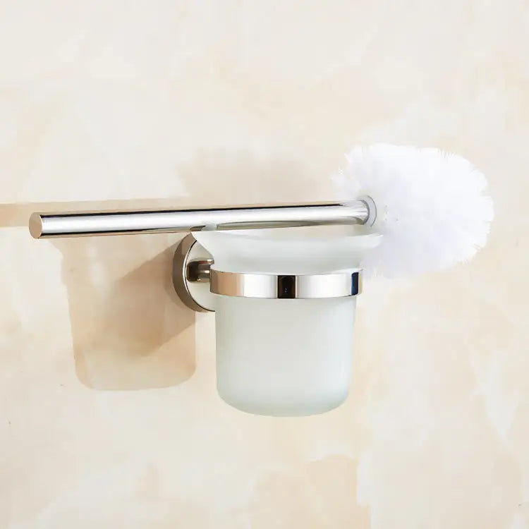 Toilet Brush Holder Wall Mount Rustproof Frosted Glass for Bathroom - Home & Garden > DIY > Kitchen & Bathroom DIY