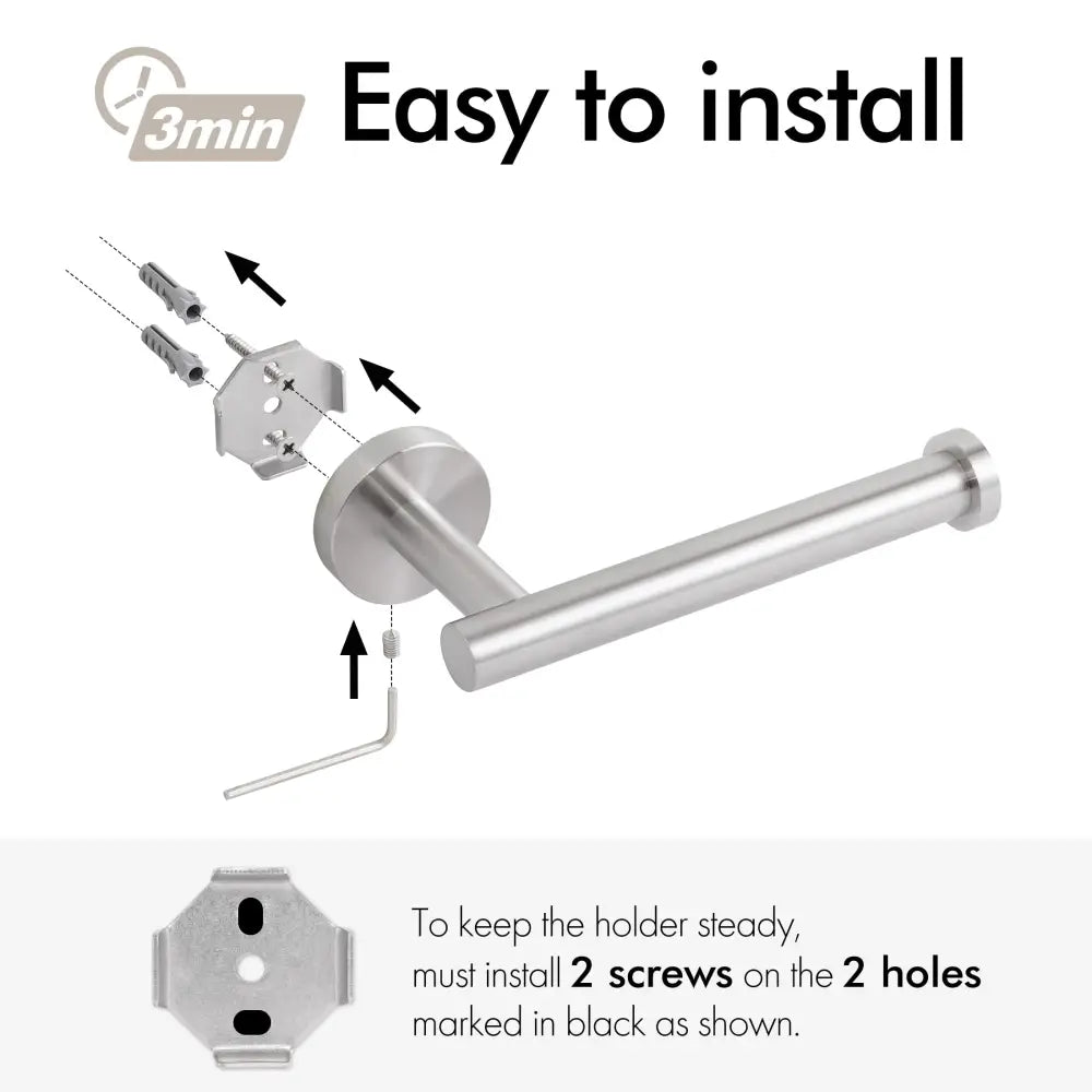 Toilet Paper Holder Bathroom Paper Roll Holder Roll Holder brushed Silver Wall Mount 304 - Home & Garden > Bathroom