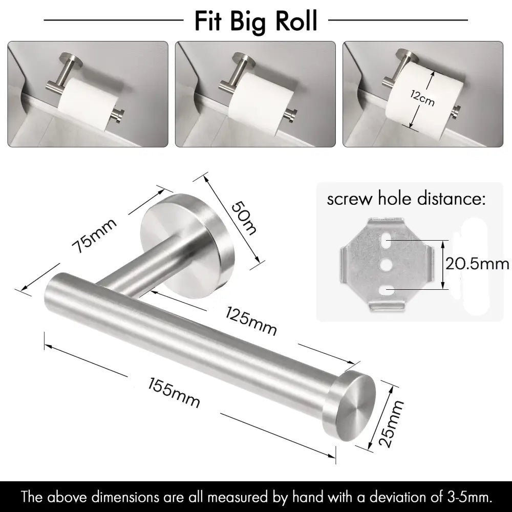 Toilet Paper Holder Bathroom Paper Roll Holder Roll Holder brushed Silver Wall Mount 304 - Home & Garden > Bathroom