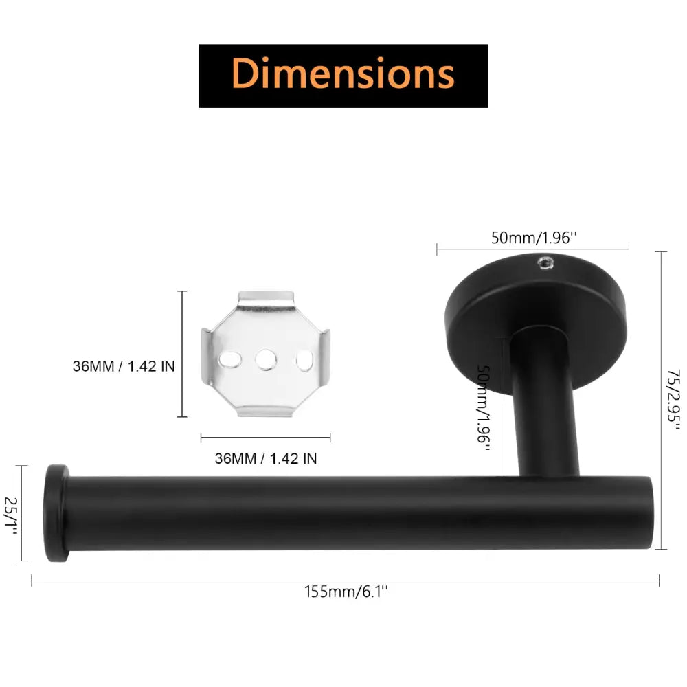 Toilet Paper Holder Black Wall Mount Bathroom Paper Roll Holder Roll Holder 304 - Home & Garden > Bathroom Accessories
