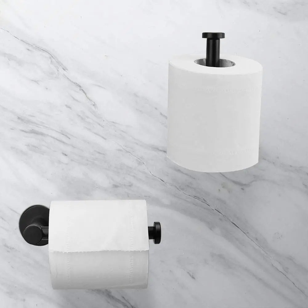 Toilet Paper Holder Self Adhesive Black Bathroom Paper Roll Holder Roll Holder 304 - Home & Garden > Bathroom