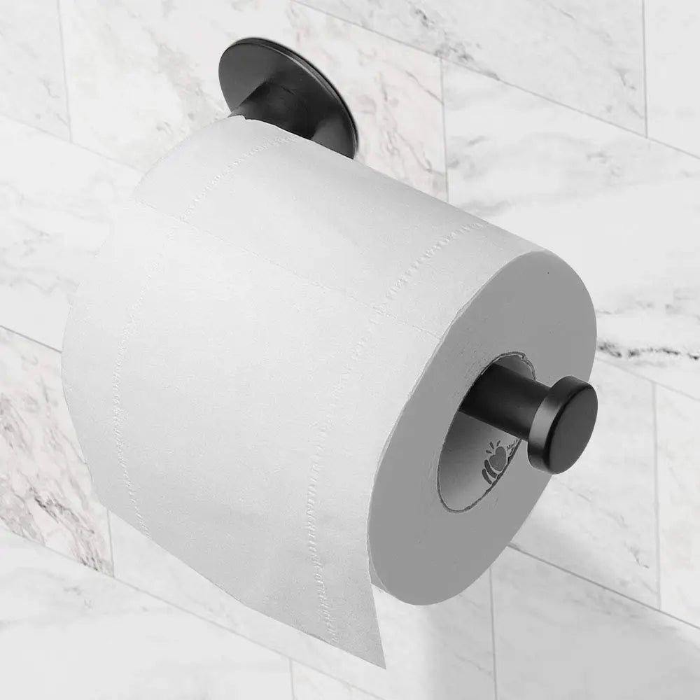 Toilet Paper Holder Self Adhesive Black Bathroom Paper Roll Holder Roll Holder 304 - Home & Garden > Bathroom