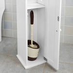 Toilet Paper Holder with Storage Freestanding Cabinet Toilet Brush Holder and Toilet Paper Dispenser - Home & Garden >