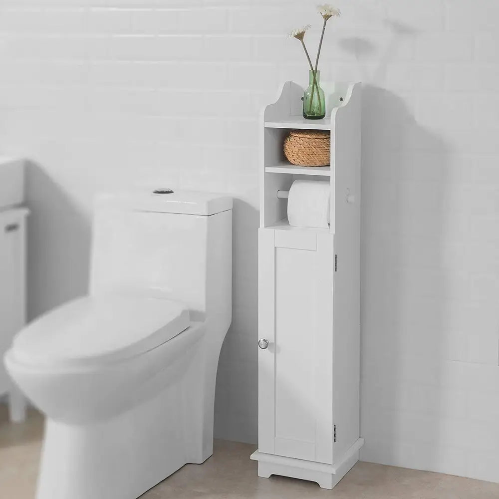 Toilet Paper Holder with Storage Freestanding Cabinet Toilet Brush Holder and Toilet Paper Dispenser 20x100x18 cm