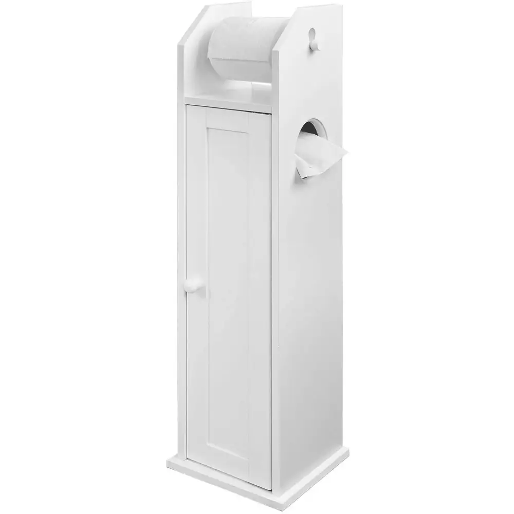 Toilet Paper Holder with Storage Freestanding Cabinet Toilet Brush Holder and Toilet Paper Dispenser - Home & Garden >