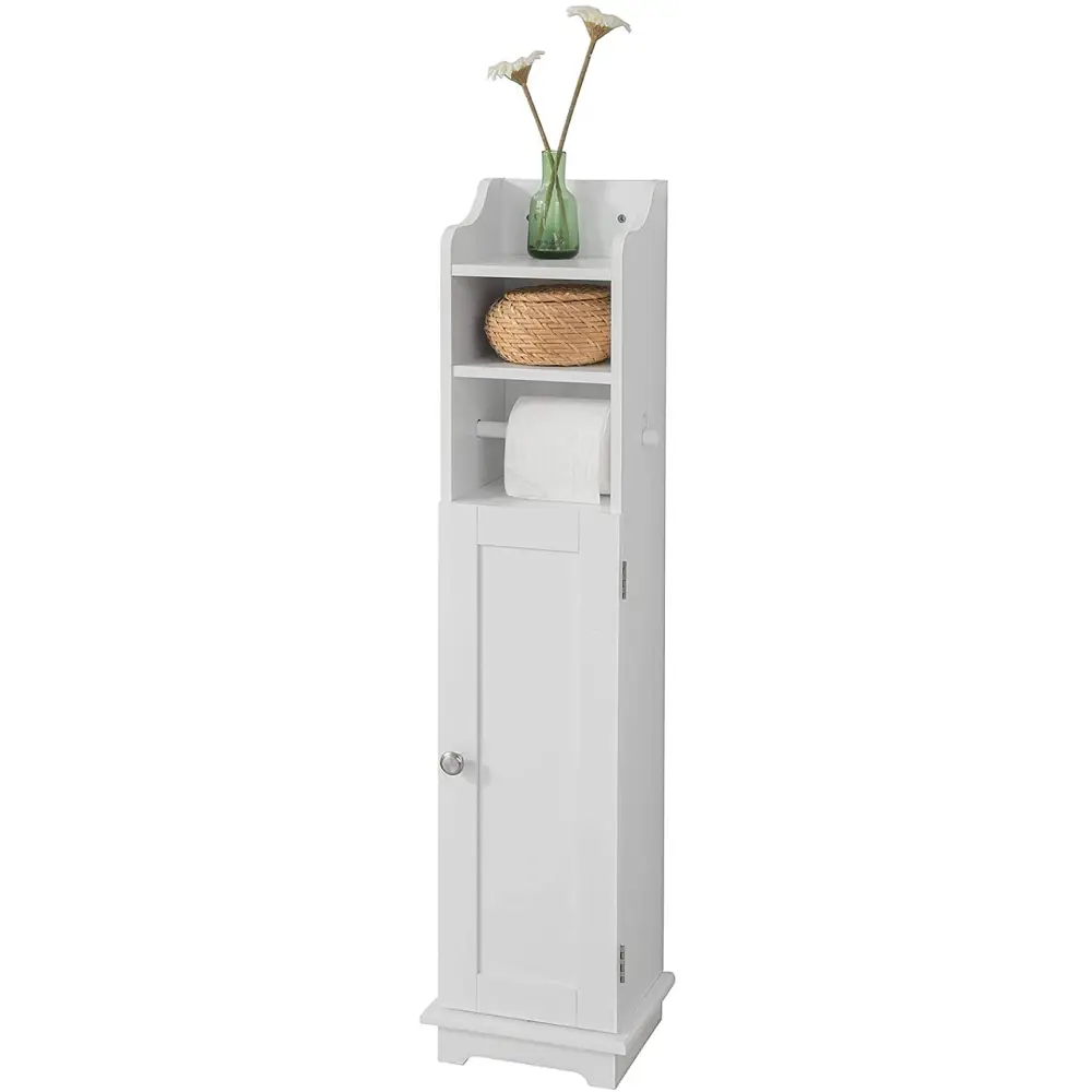 Toilet Paper Holder with Storage Freestanding Cabinet Toilet Brush Holder and Toilet Paper Dispenser 20x100x18 cm