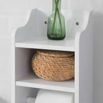Toilet Paper Holder with Storage Freestanding Cabinet Toilet Brush Holder and Toilet Paper Dispenser 20x100x18 cm