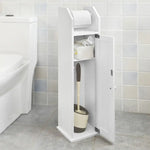 Toilet Paper Holder with Storage Freestanding Cabinet Toilet Brush Holder and Toilet Paper Dispenser - Home & Garden >
