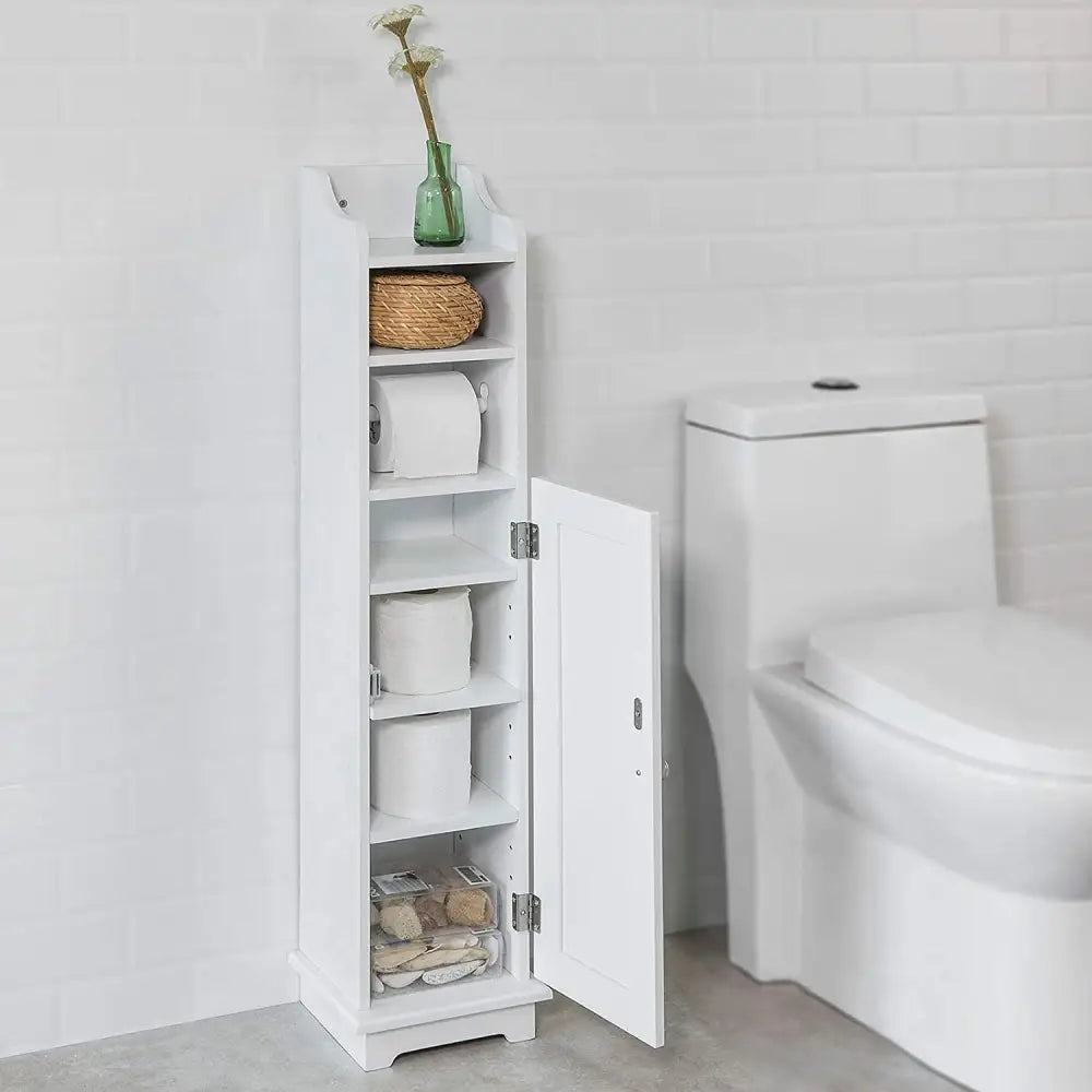 Toilet Paper Holder with Storage Freestanding Cabinet Toilet Brush Holder and Toilet Paper Dispenser 20x100x18 cm
