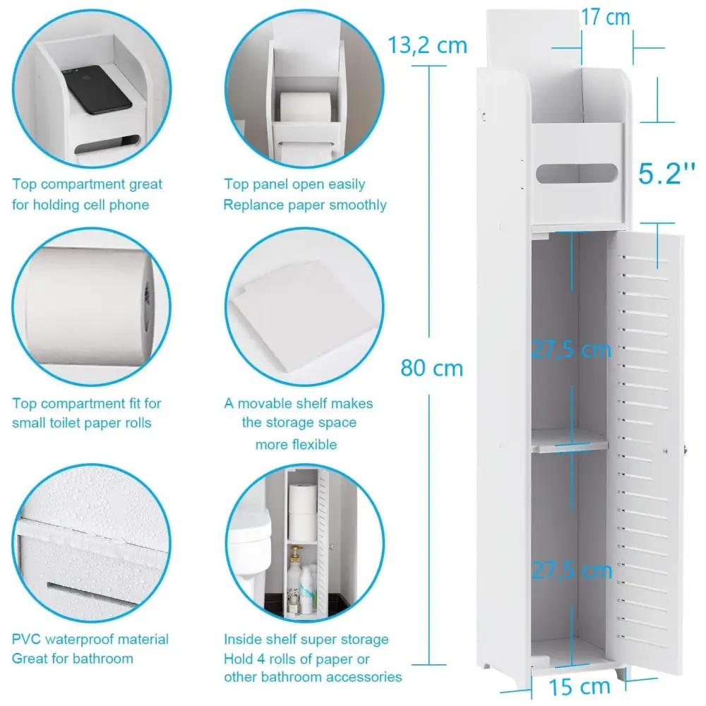 Toilet Paper Roll Holder for Bathroom (White 80 cm) - Home & Garden > Bathroom Accessories