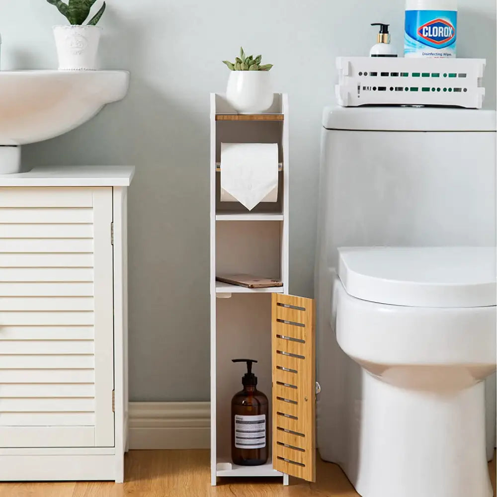 Toilet Paper Roll Holder for Bathroom with roller (Bamboo 76cm) - Home & Garden > Bathroom Accessories