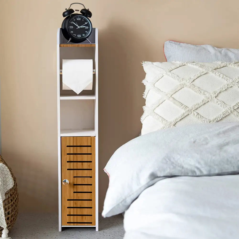 Toilet Paper Roll Holder for Bathroom with roller (Bamboo 76cm) - Home & Garden > Bathroom Accessories