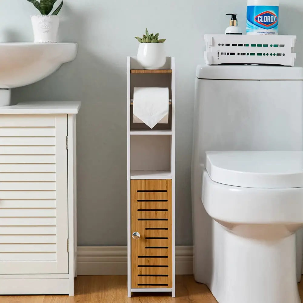 Toilet Paper Roll Holder for Bathroom with roller (Bamboo 76cm) - Home & Garden > Bathroom Accessories