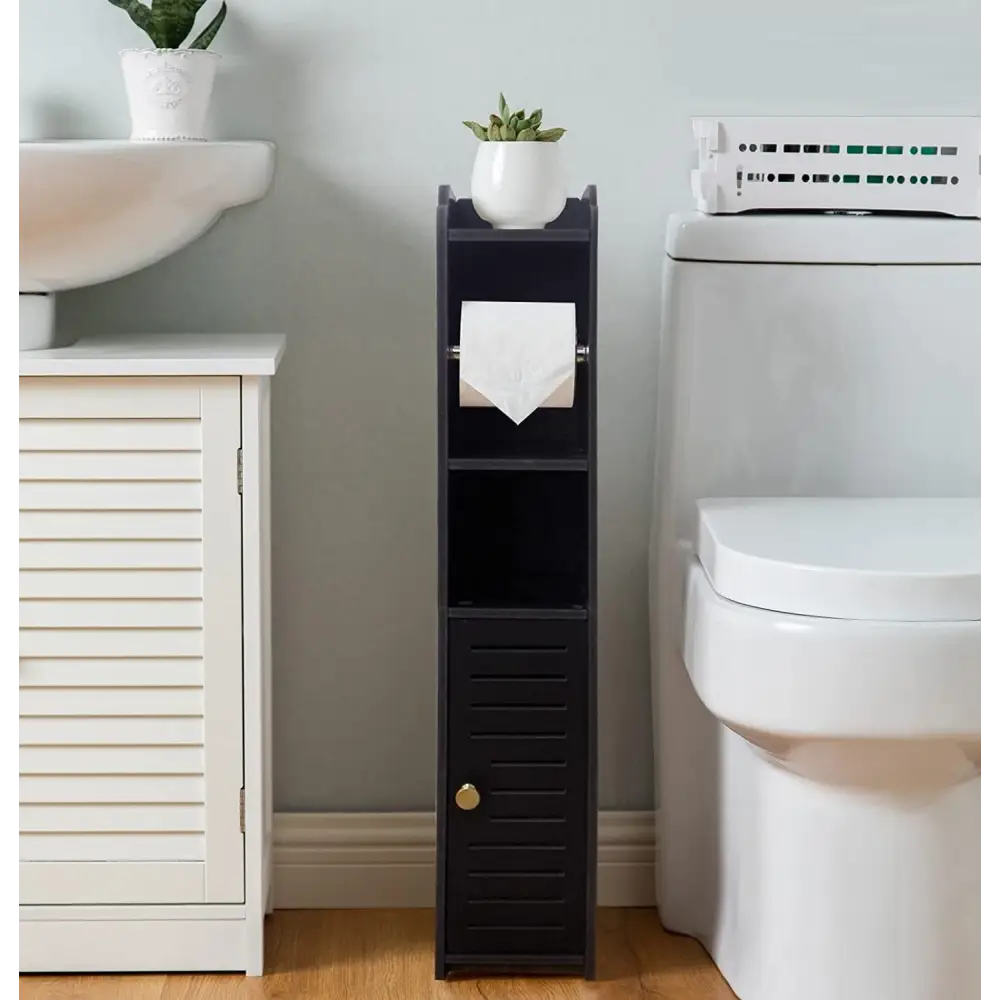 Toilet Paper Roll Holder for Bathroom with roller (Black 76cm) - Home & Garden > Bathroom Accessories > Toilet Paper
