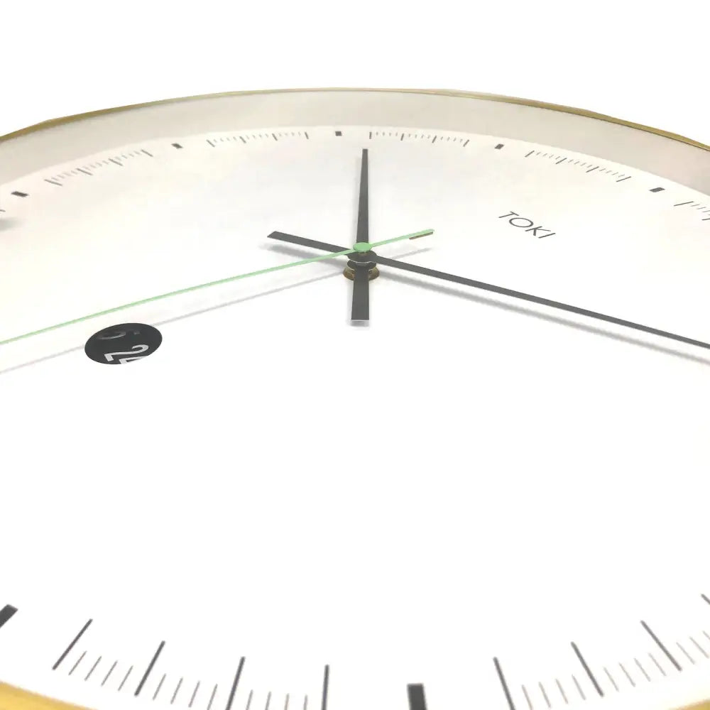Toki Metta Brushed Gold Silent Sweep Second Wall Clock Date 40cm - Home & Garden > Home & Garden Others