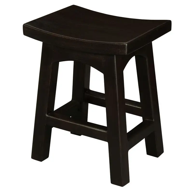 Tokyo Solid Mahogan Timber Footstool (Chocolate) - Furniture > Bar Stools & Chairs > Table & Bar Stools