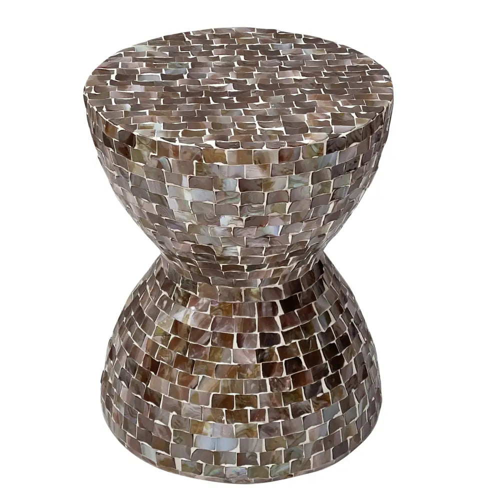 TONED MOTHER OF PEARL STOOL/SIDE TABLE - Furniture > Living Room > Coffee Tables