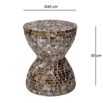 TONED MOTHER OF PEARL STOOL/SIDE TABLE - Furniture > Living Room > Coffee Tables