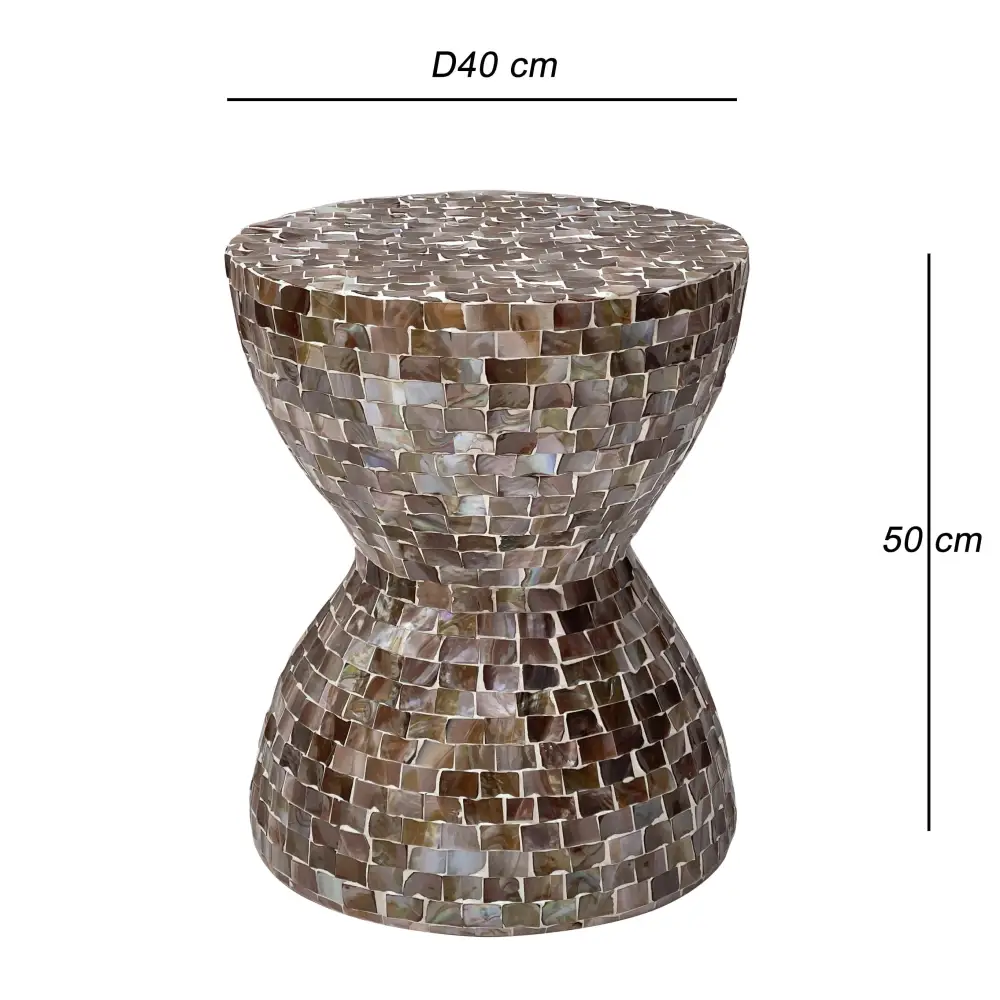 TONED MOTHER OF PEARL STOOL/SIDE TABLE - Furniture > Living Room > Coffee Tables