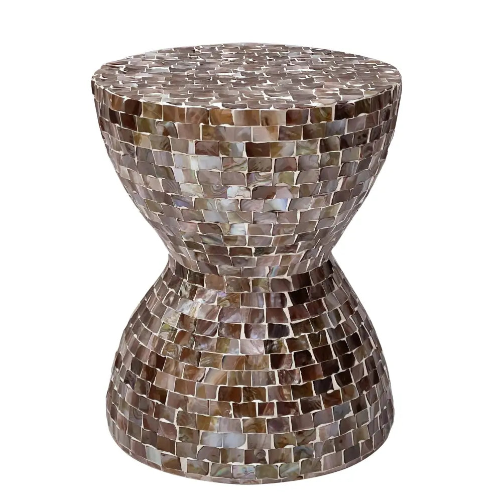 TONED MOTHER OF PEARL STOOL/SIDE TABLE - Furniture > Living Room > Coffee Tables