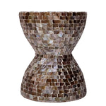 TONED MOTHER OF PEARL STOOL/SIDE TABLE - Furniture > Living Room > Coffee Tables