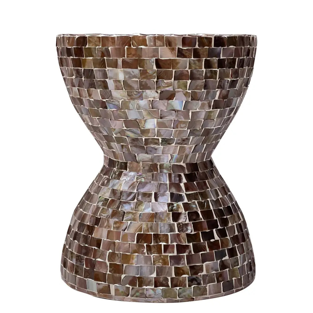 TONED MOTHER OF PEARL STOOL/SIDE TABLE - Furniture > Living Room > Coffee Tables
