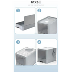 Top-Entry Cat Litter Box with Drawer-Enclosed Design Easy Clean Odor Control Anti-Tracking Lid Purple - Pet Care > Cat