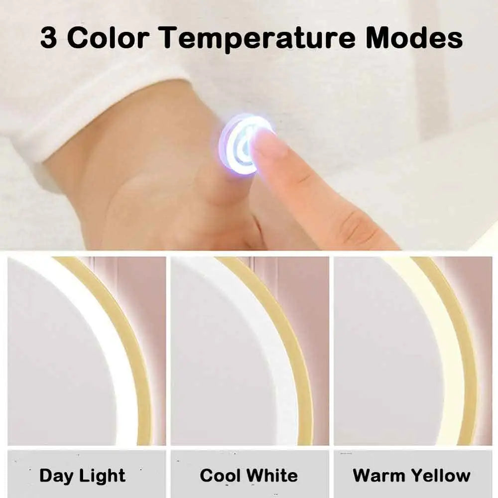 Touch Screen Table Desktop LED Light Vanity Mirror Makeup Mirror Round Mirror 40cm - Home & Garden > Decor > Mirrors