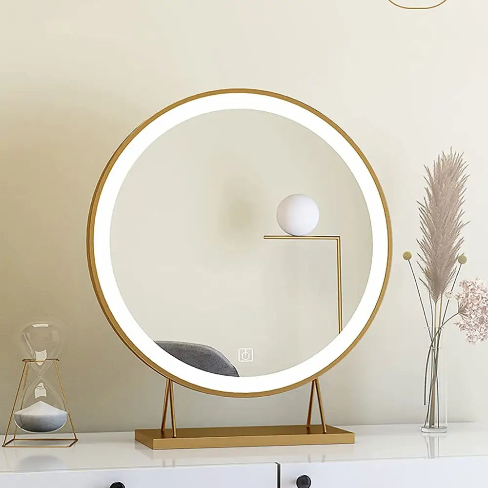 Touch Screen Table Desktop LED Light Vanity Mirror Makeup Mirror Round Mirror 40cm - Home & Garden > Decor > Mirrors