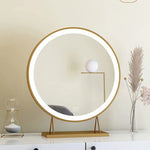 Touch Screen Table Desktop LED Light Vanity Mirror Makeup Mirror Round Mirror 40cm - Home & Garden > Decor > Mirrors