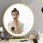 Touch Screen Table Desktop LED Light Vanity Mirror Makeup Mirror Round Mirror 40cm - Home & Garden > Decor > Mirrors