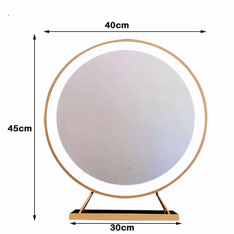 Touch Screen Table Desktop LED Light Vanity Mirror Makeup Mirror Round Mirror 40cm - Home & Garden > Decor > Mirrors