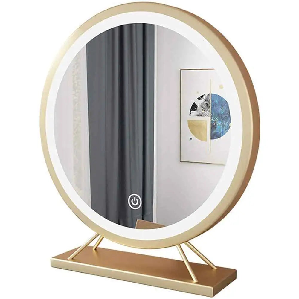 Touch Screen Table Desktop LED Light Vanity Mirror Makeup Mirror Round Mirror 40cm - Home & Garden > Decor > Mirrors