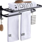 Towel Rack Folding Holder with Hook Accessories Wall Hanger Aluminium Bar Shelf - Home & Garden > DIY > Kitchen &