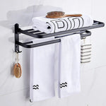 Towel Rack Folding Holder with Hook Accessories Wall Hanger Aluminium Bar Shelf - Home & Garden > DIY > Kitchen &