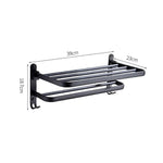Towel Rack Folding Holder with Hook Accessories Wall Hanger Aluminium Bar Shelf - Home & Garden > DIY > Kitchen &