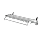 Towel Rail Rack Holder 4 Bars Wall Mounted Aluminium Foldable Hanging Hook - Furniture > Bathroom