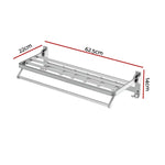 Towel Rail Rack Holder 4 Bars Wall Mounted Aluminium Foldable Hanging Hook - Furniture > Bathroom