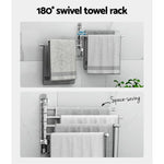Towel Rail Rack Holder 4 Bars Wall Mounted Stainless Steel Swivel Hanging Hook - Home & Garden > Bathroom Accessories >
