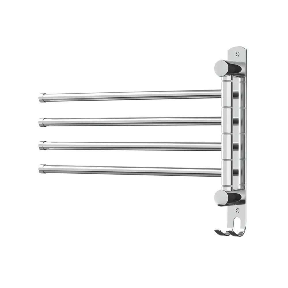 Towel Rail Rack Holder 4 Bars Wall Mounted Stainless Steel Swivel Hanging Hook - Home & Garden > Bathroom Accessories >