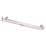 Towel Rail Rack Holder Single 600mm Wall Mounted Stainless Steel Silver - Home & Garden > Bathroom Accessories > Towel
